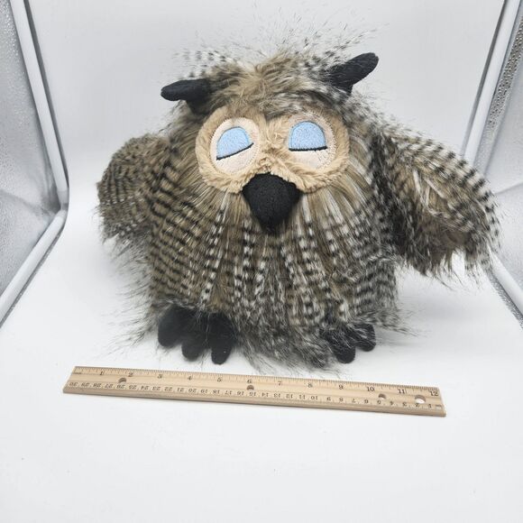 Owl Adventure Planet Plush Stuffed Animal Feathers Blue Closed Eyes - Picture 2 of 7
